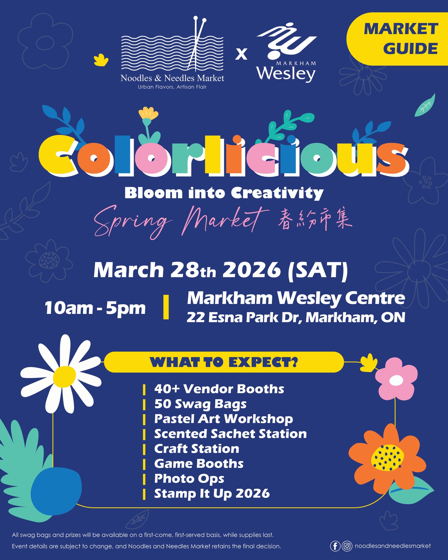 Noodles & Needles Market Facebook ad: Bloom into Creativity at the Colorlicious Spring Market!