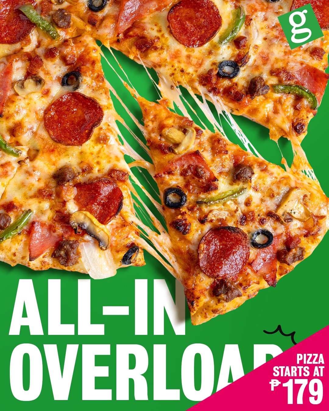 Greenwich Barkada Facebook ad: Go ALL-IN on your pizza cravings.