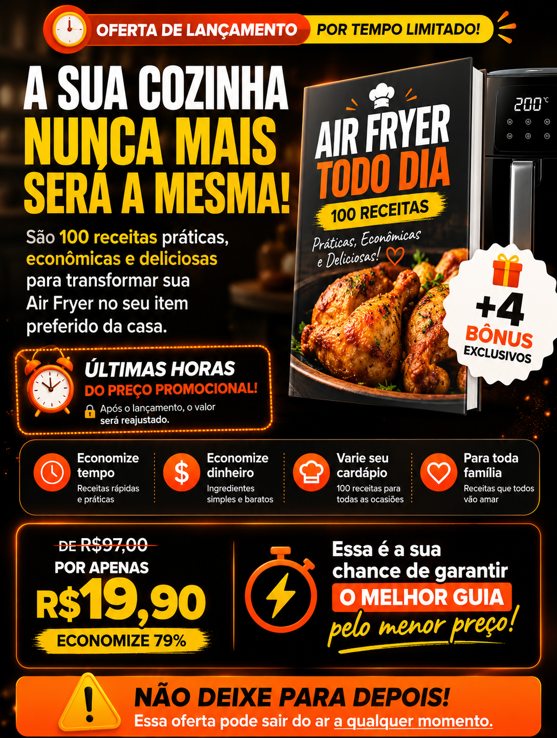 Ana Carolina Facebook ad: 100 Receitas para Air Fryer por apenas R$ 19,90