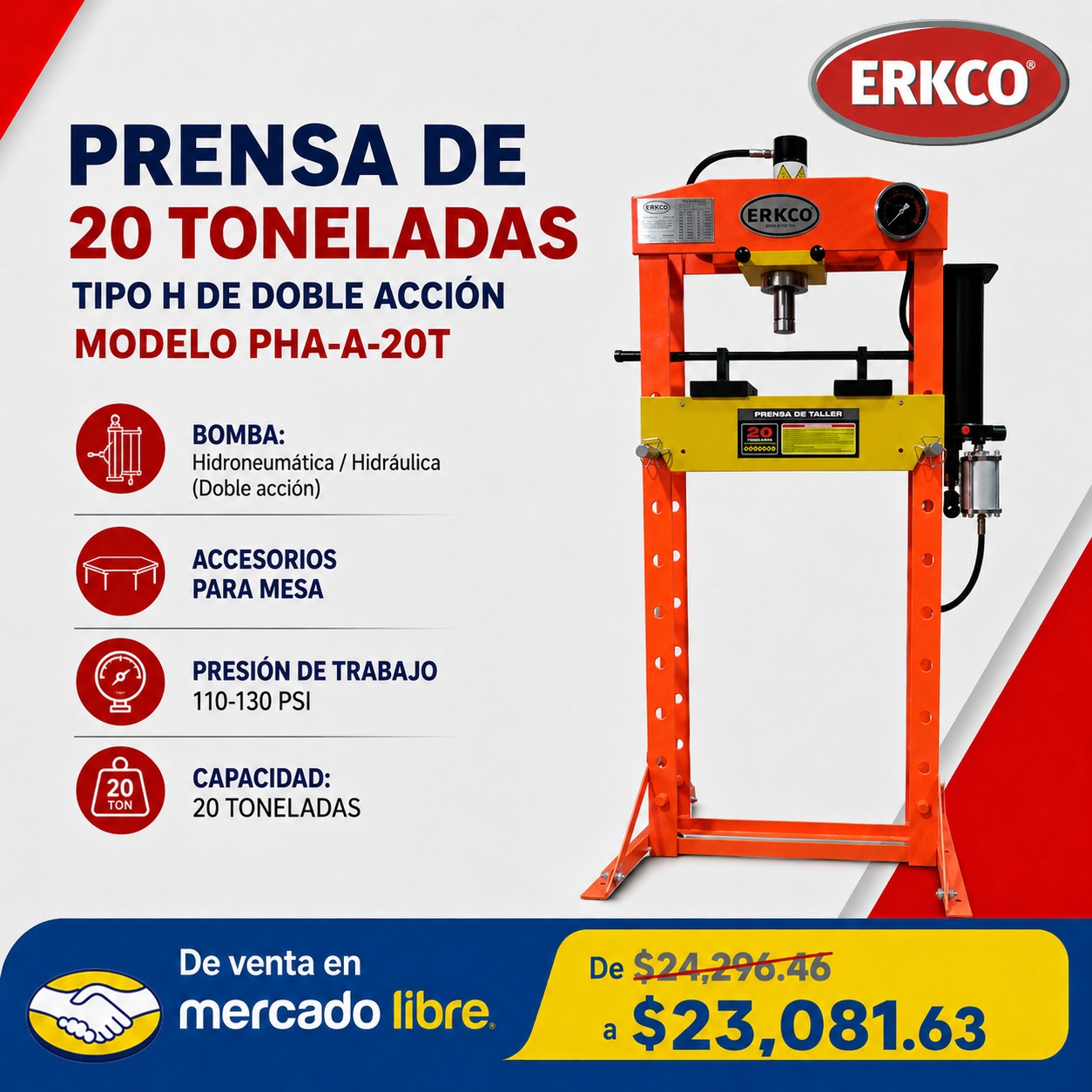ERKCO Facebook ad: Prensa Tipo H Bomba Hidroneumática E Hidráulica 20t Erkco…