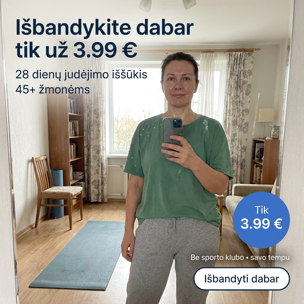 Sportas45.lt Facebook ad: 15 minučių kasdien, 28 iššūkio dienos