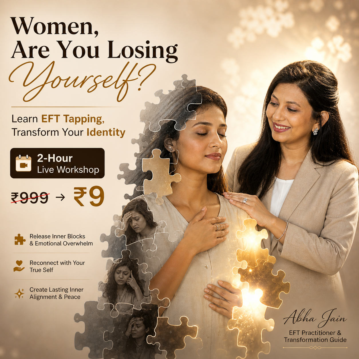 AABHA JAIN Facebook ad: The Unshakeable You Workshop (Rs 9/-)