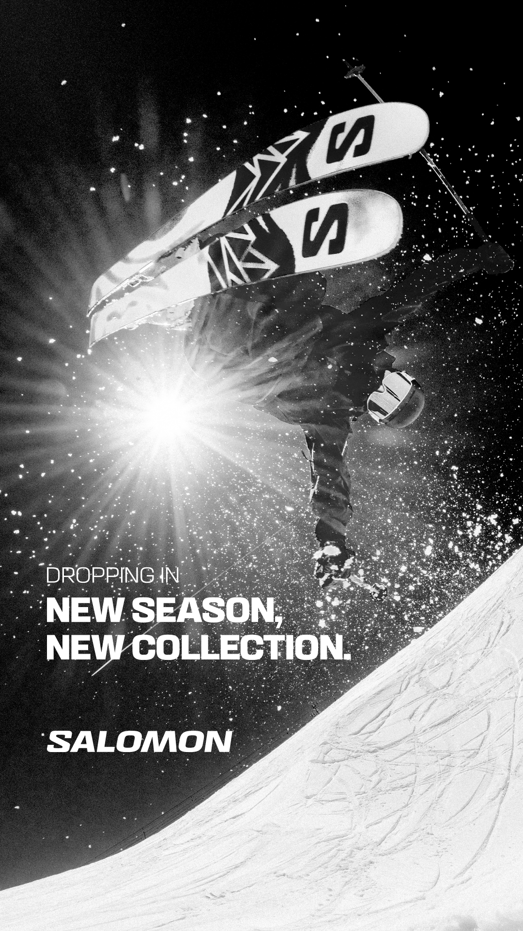 Salomon Freeski Facebook ad: Dropping In. New Season, New Collection.