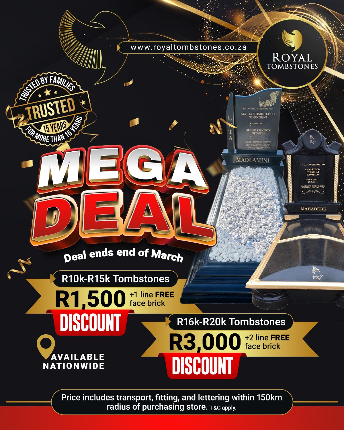 Royal Tombstones Bellville Facebook ad: SA’s Tombstone Retailer, Royal Tombstones Bellville