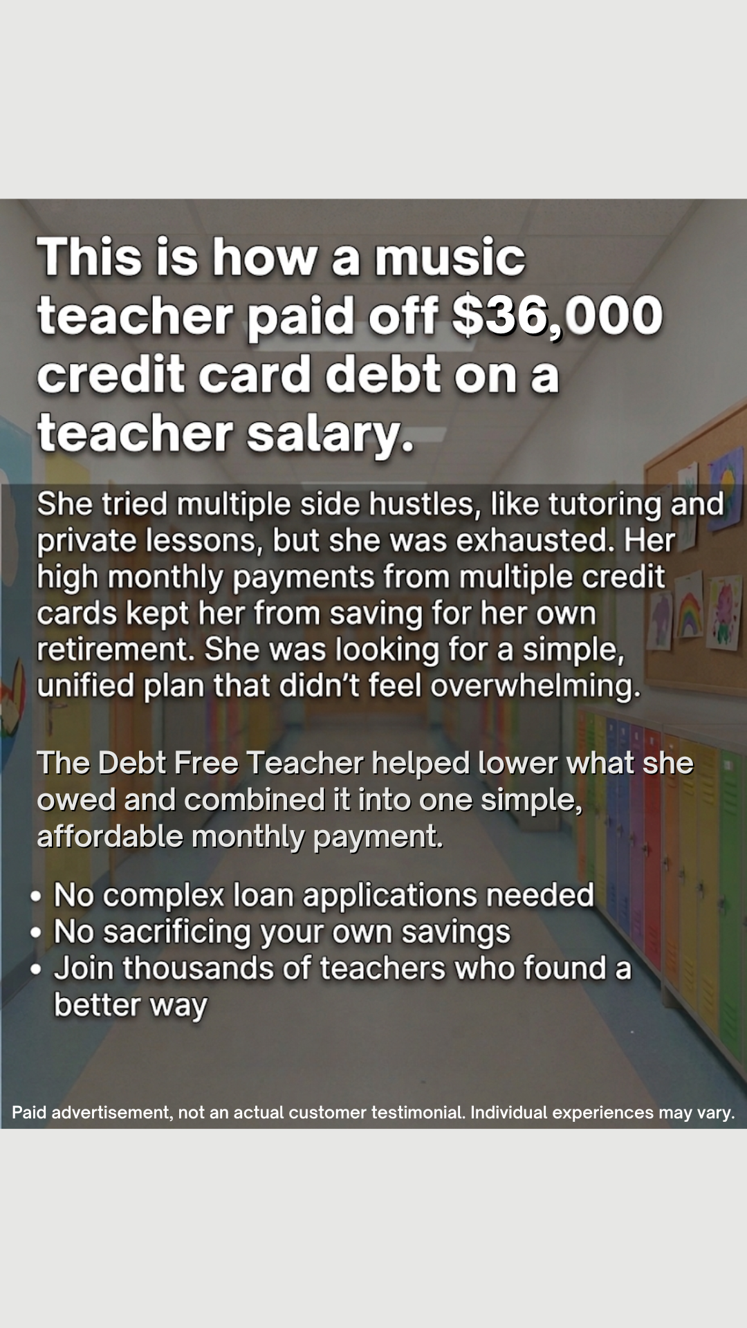 The Debt Free Teacher Facebook ad
