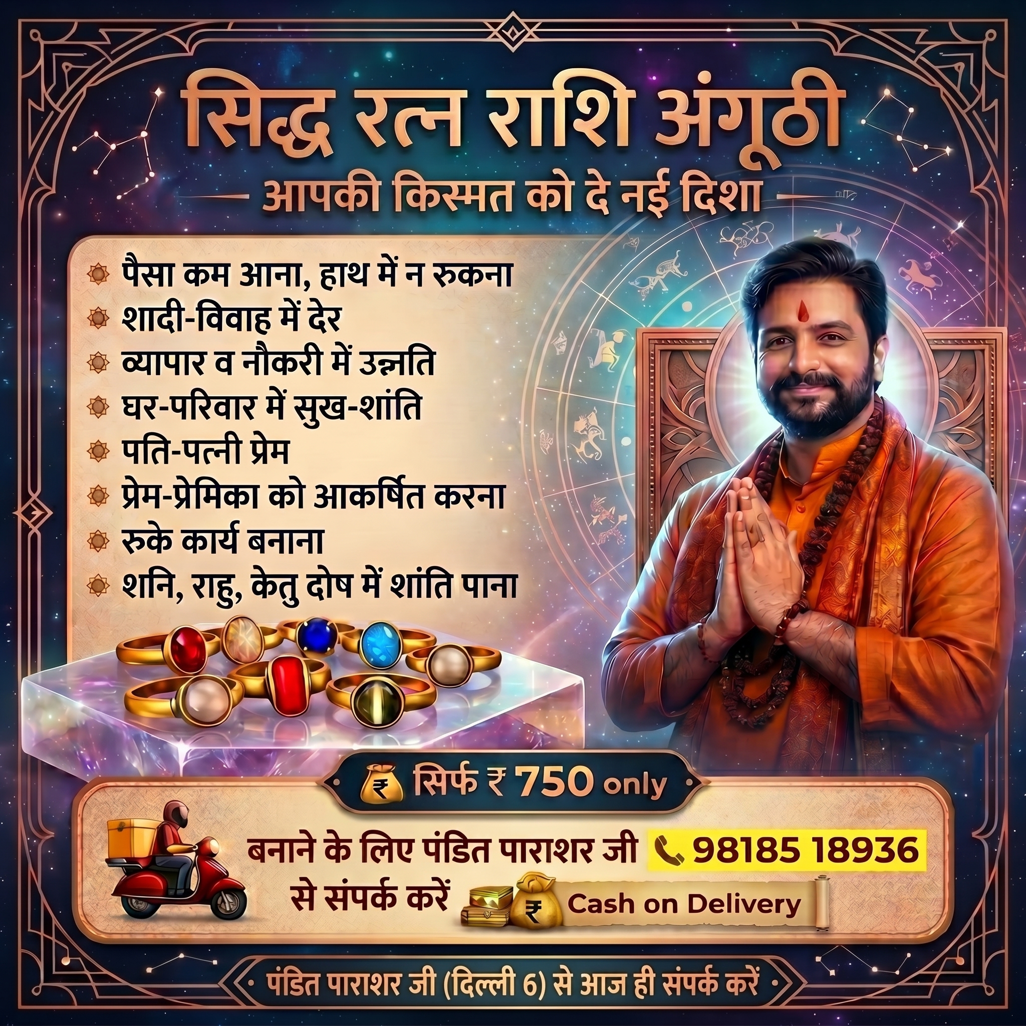 Pandit Parashar Ji Facebook ad: Cash on Delivery (COD) Available