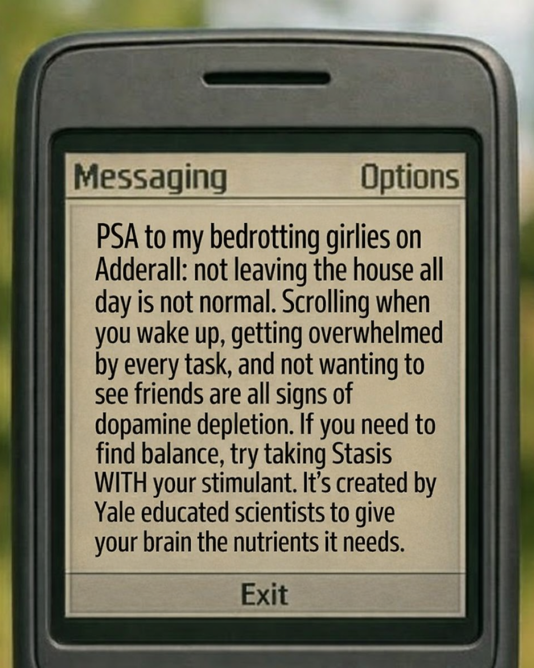 Stasis Facebook ad