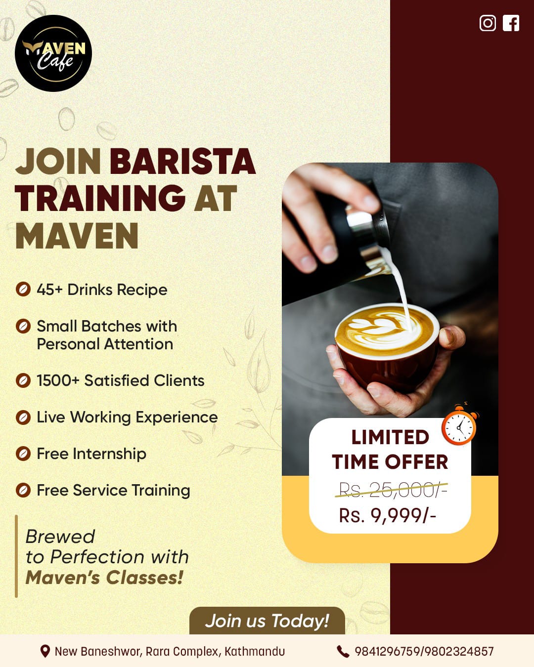 Maven Cafe Kathmandu Facebook ad