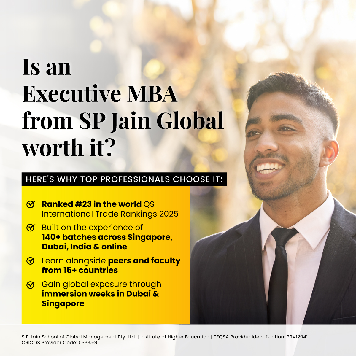 SP Jain School of Global Management Facebook ad