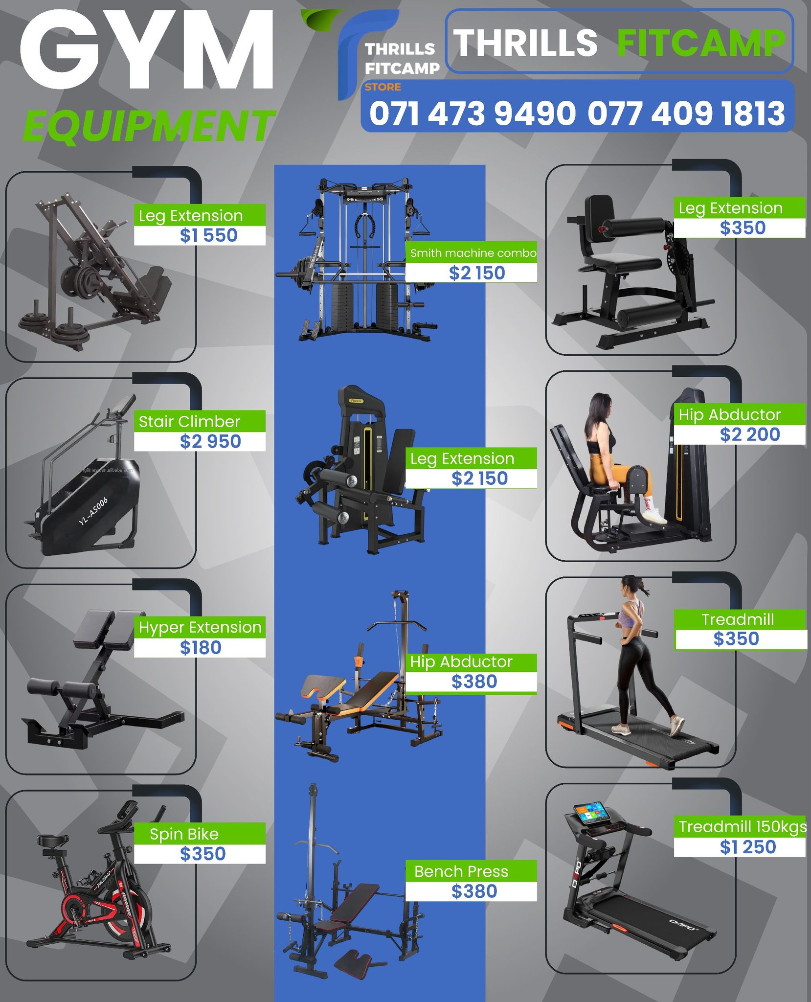 Thrills Fitcamp Store Facebook ad: Home and commercial gym