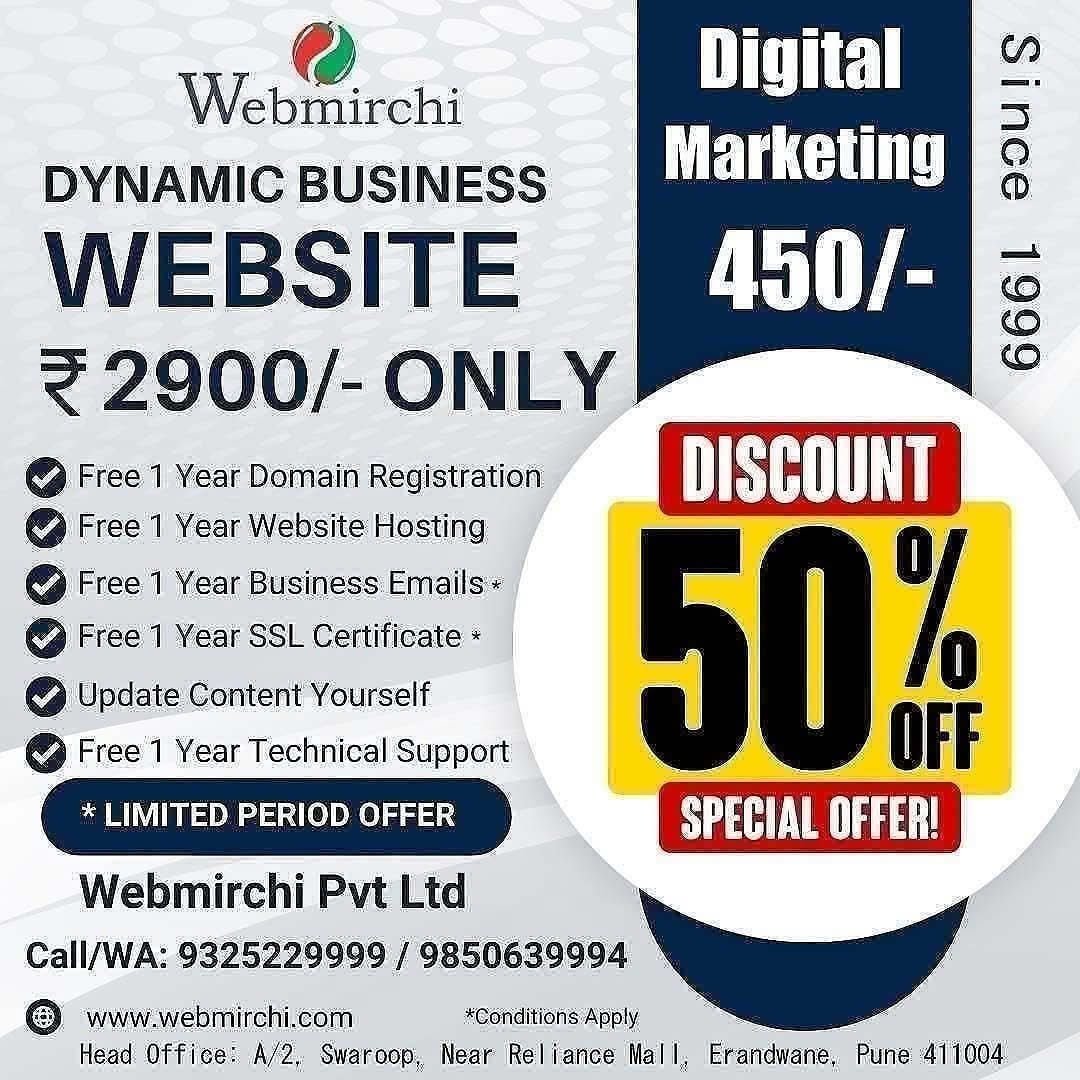 Webmirchi.com Facebook ad: Live demo available at our office or online