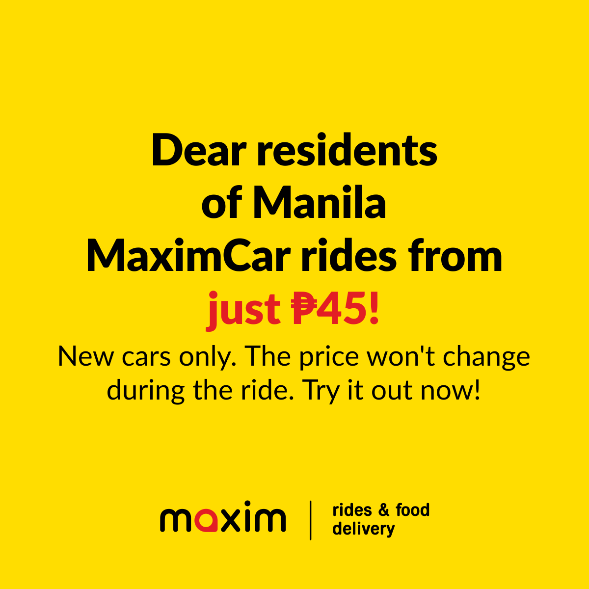 Maxim - rides&food delivery. Manila Facebook ad