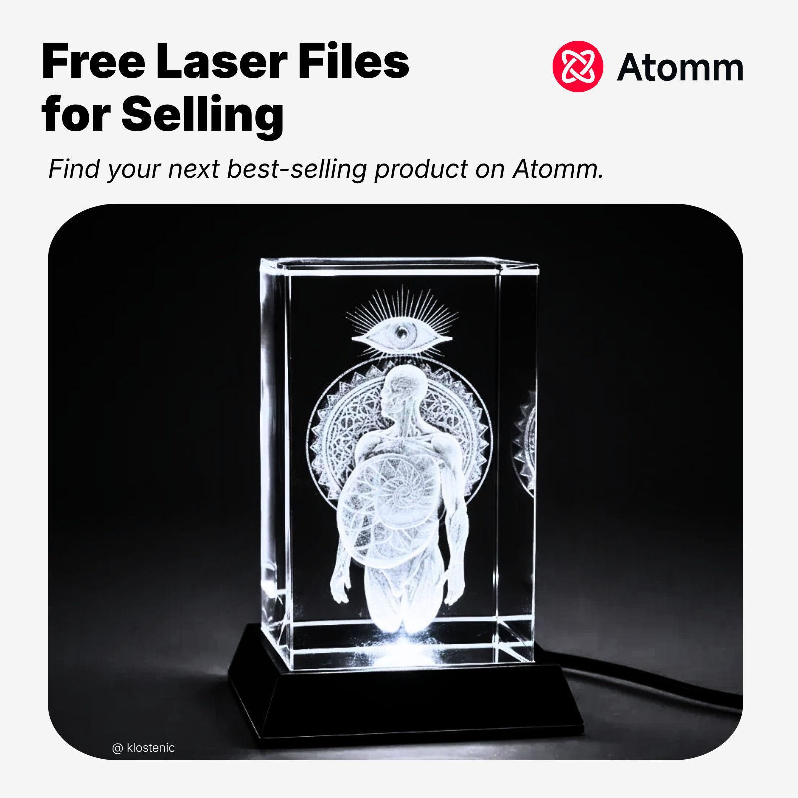 Atomm Facebook ad: Laser-engraved crystal gifts are selling on Etsy.