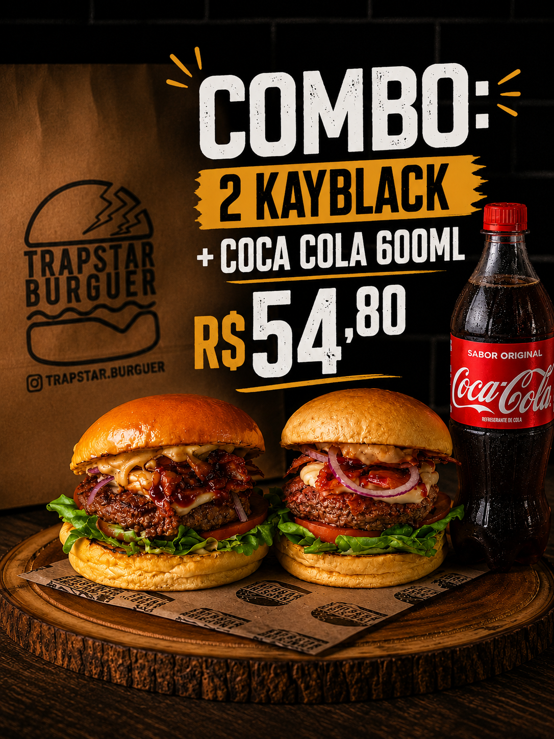 Trapstar Burguer Facebook ad: Peça pelo cardápio do Trapstar Burguer