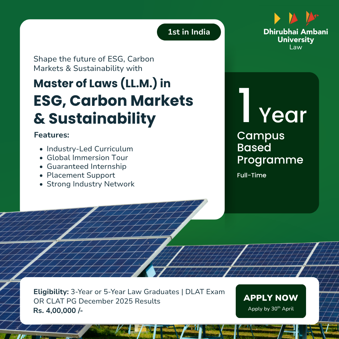 Dhirubhai Ambani University - School of Law Facebook ad: Lead the Future of ESG Law