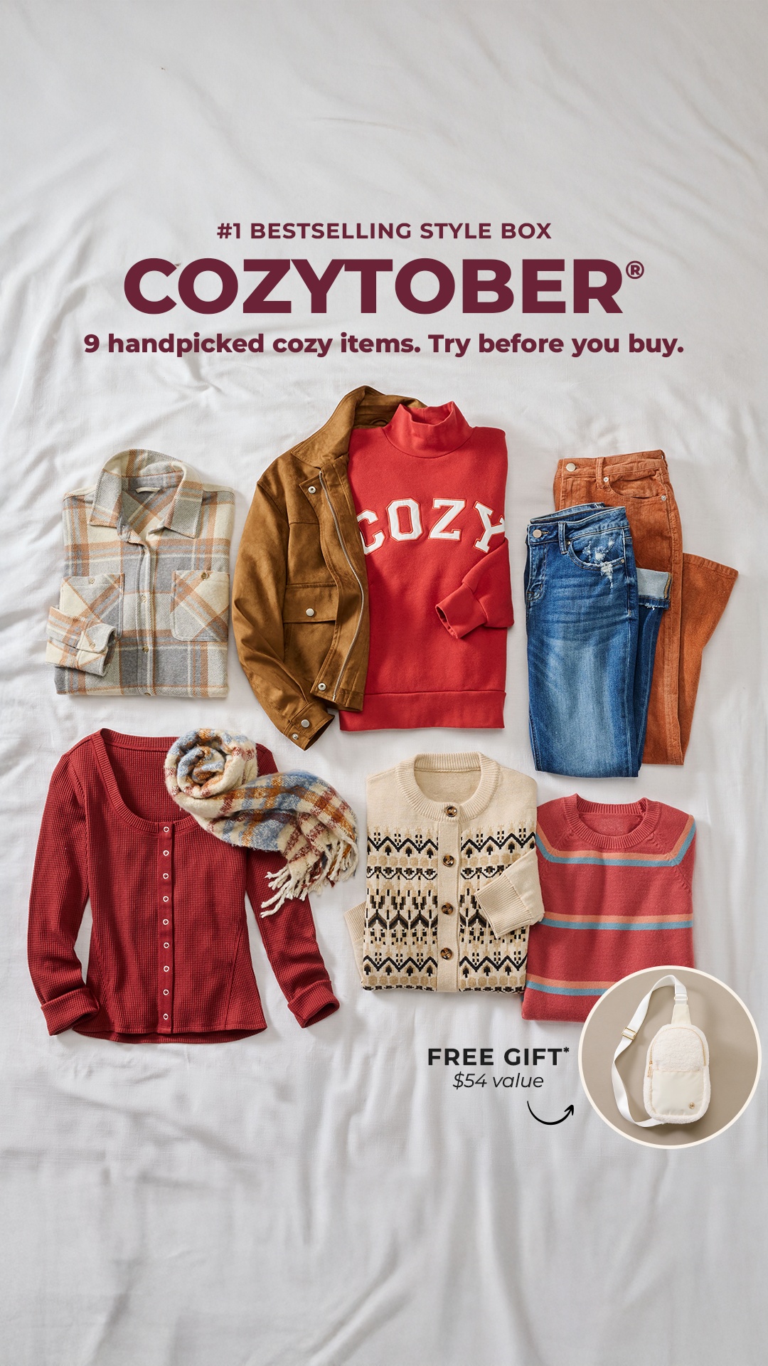 Wantable Facebook ad: Grab our #1 COZYTOBER Style box