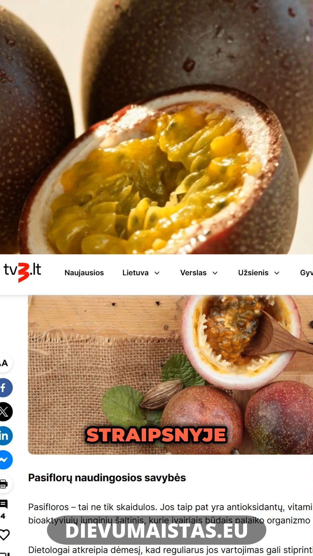 Dievų Maistas Facebook ad: Pasiflora (marakuja), ne tik egzotiškas vaisius, bet ir…