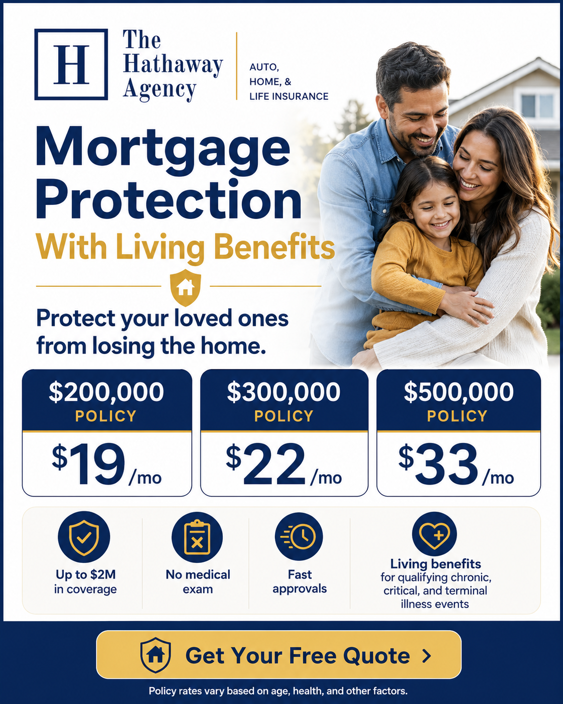 The Hathaway Agency Facebook ad: Mortgage Protection With Living Benefits
