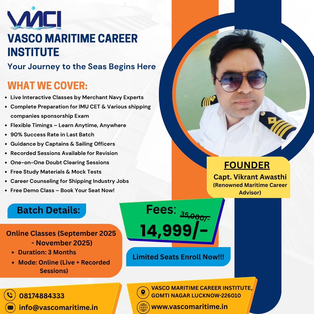 Vasco Maritime Merchant Navy Institute Lucknow Facebook ad: Join Merchant Navy, Enroll Now at ₹14,999