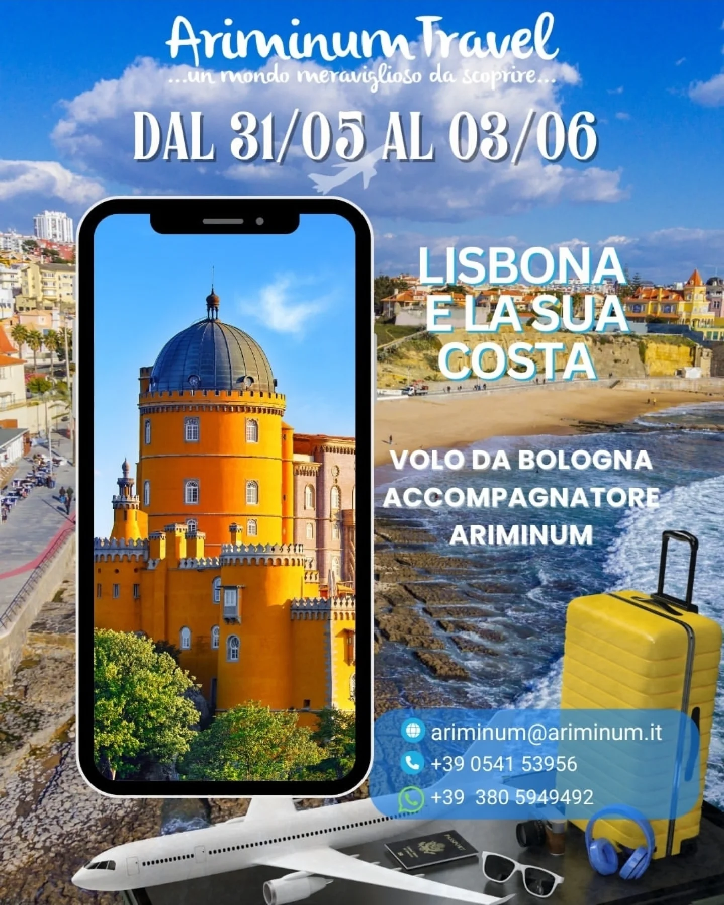 Ariminum Travel Facebook ad: Viaggio di gruppo a Lisbona con accompagnatore da Rimini