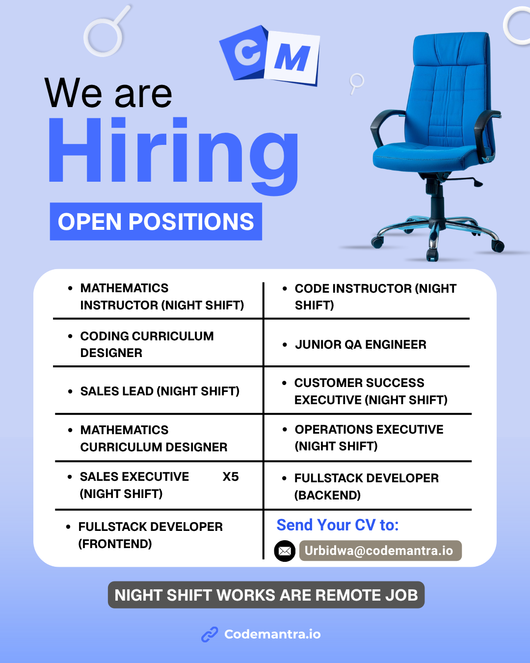 Code Mantra Facebook ad: We are Hiring!