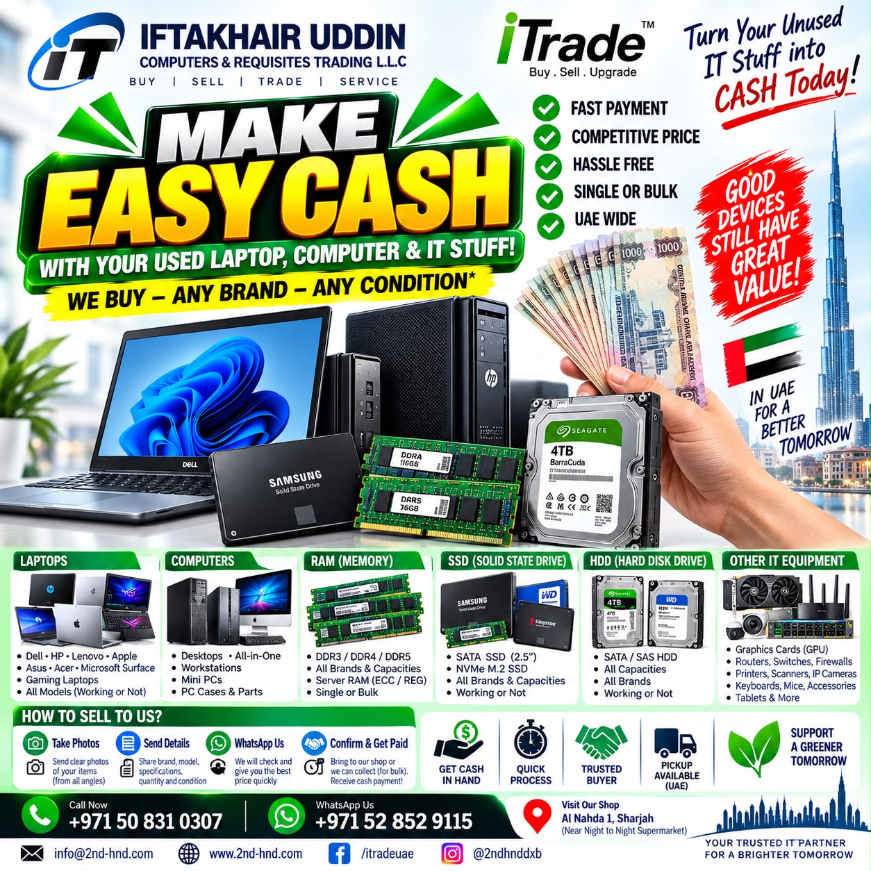 I trade uae Facebook ad: Make fast cash for your used it stuff.
