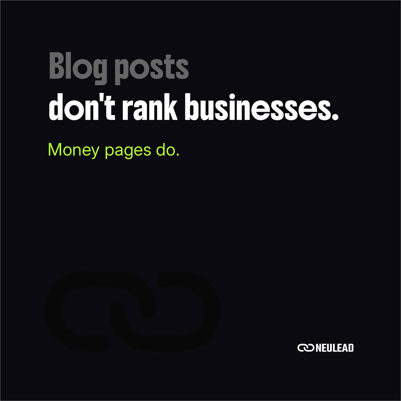Neulead Facebook ad: Most SEO is blogging.
