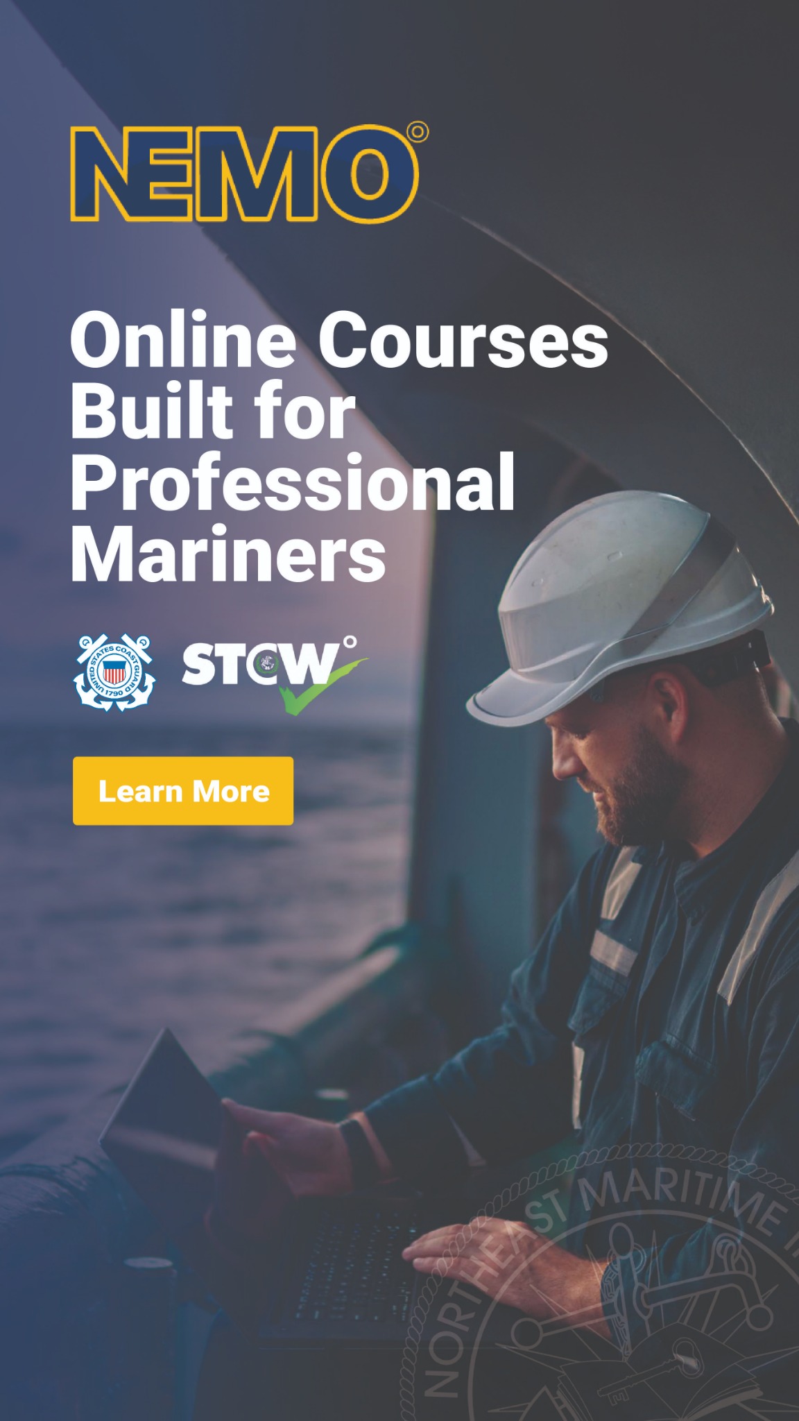 Northeast Maritime Institute Facebook ad from Feb 12, 2026