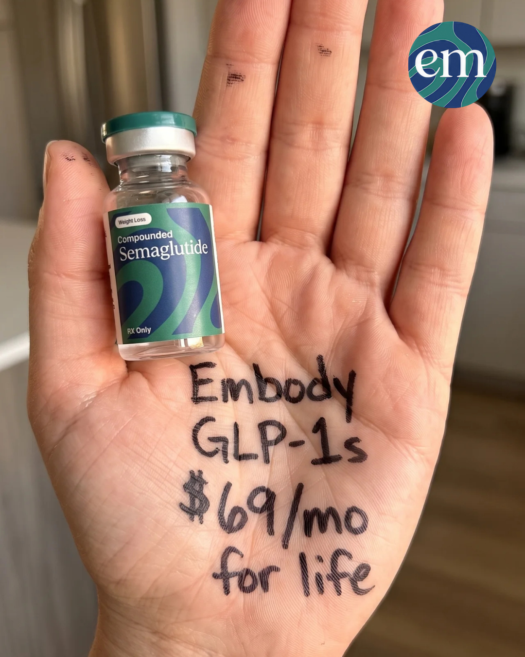 Join Embody Facebook ad: Finally a GLP-1 That Fits Your Budget