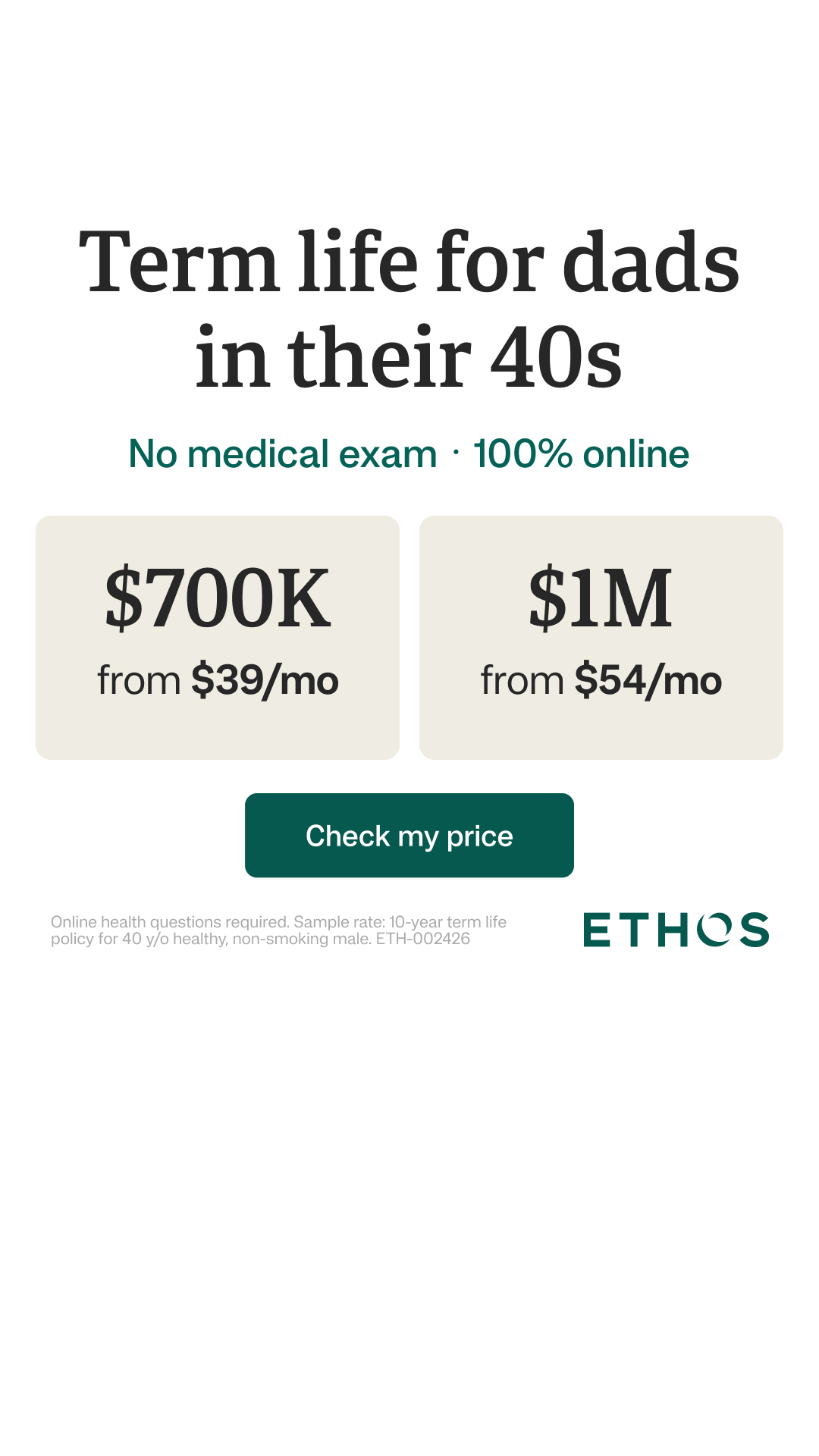 Ethos Facebook ad