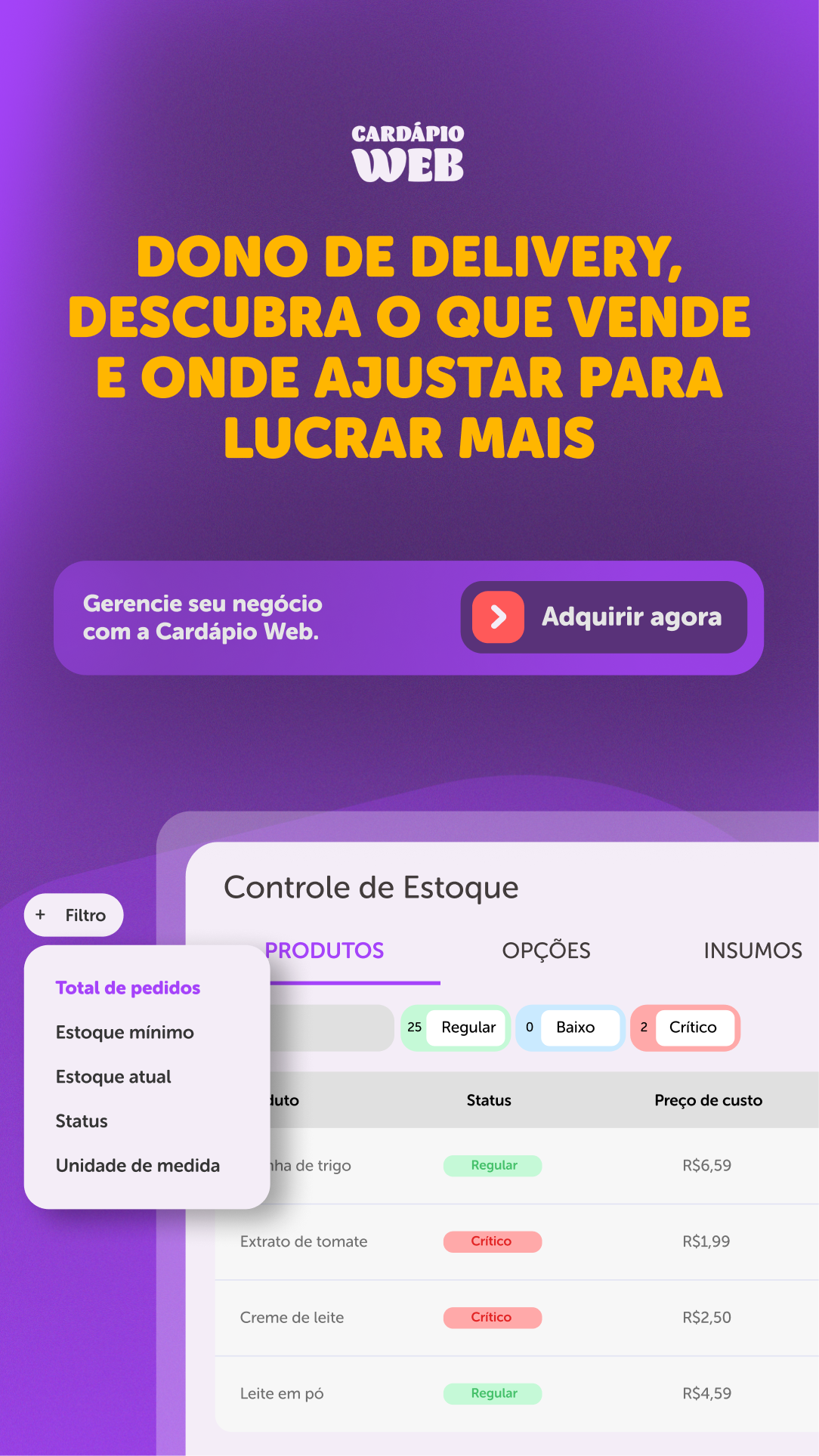 Cardápio Web Facebook ad