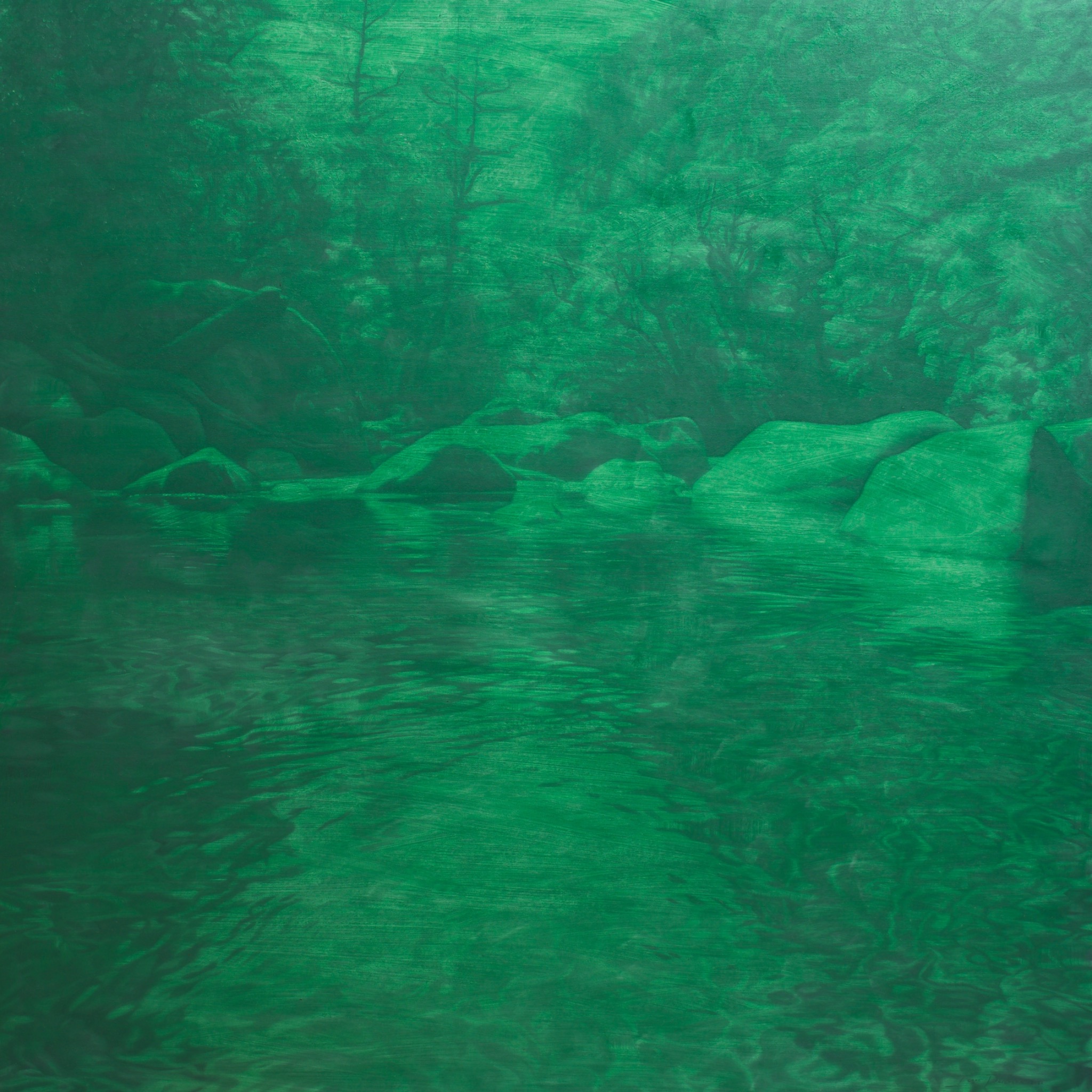 Isaac Petersen Facebook ad: 'Milford Sounds - Phthalo Green', Oil on canvas, 120 x 120cm