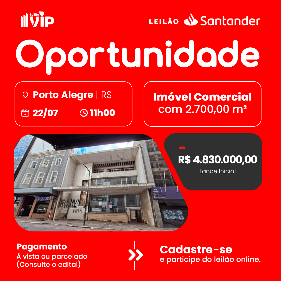 VIP Leilões Facebook ad: Leilão de Imóveis Santander