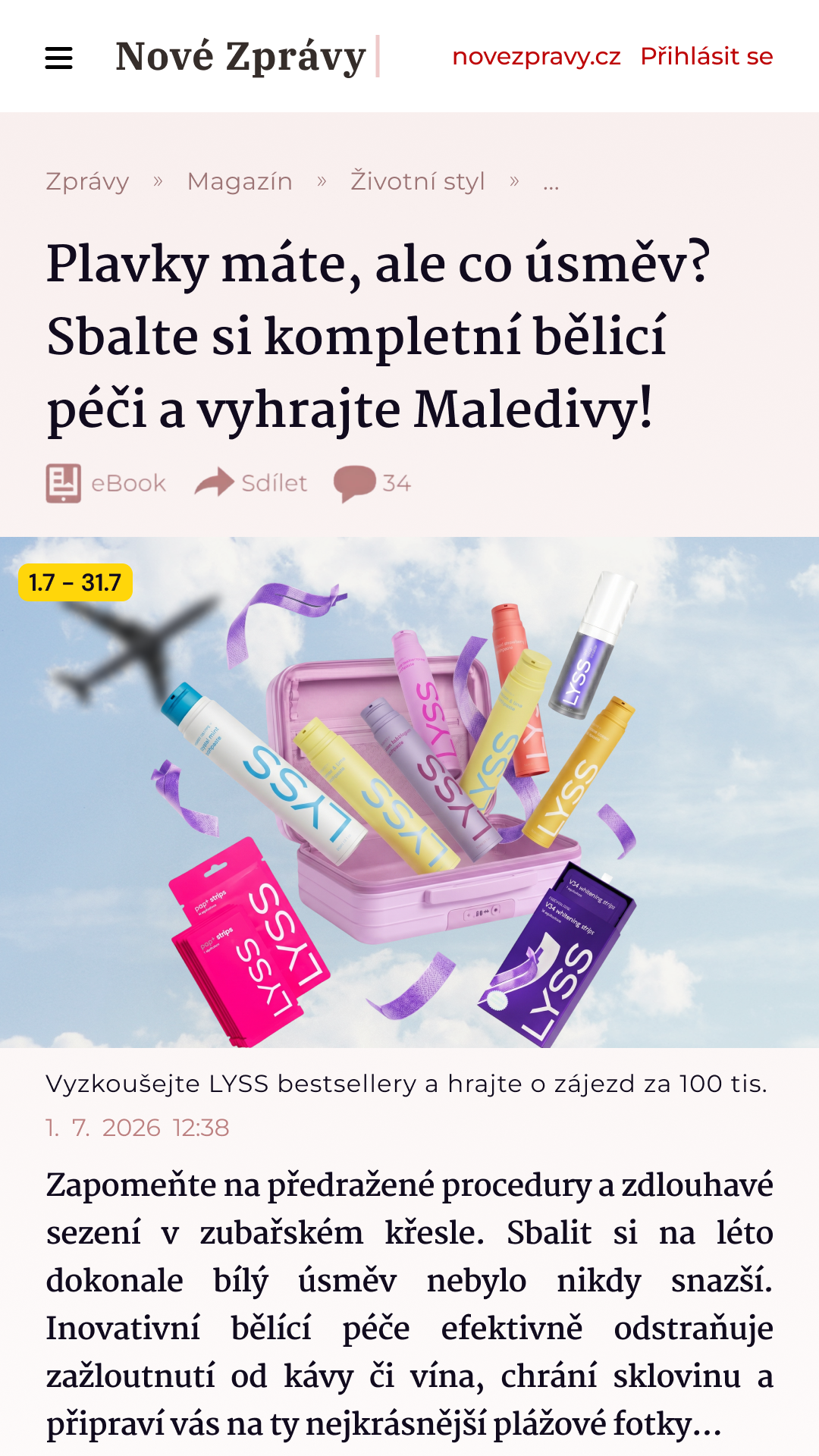 LYSS CZ/SK Facebook ad