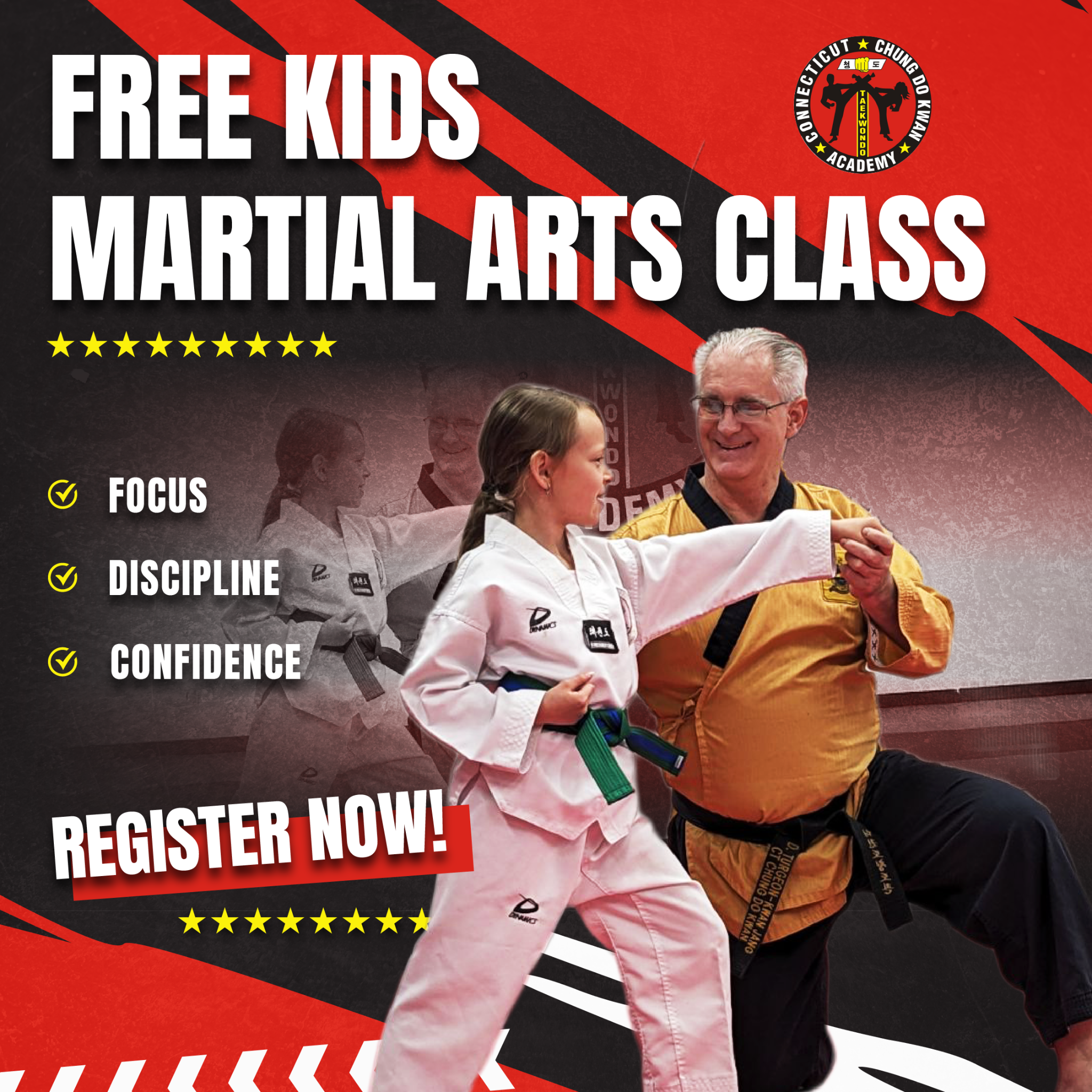 CT Chung Do Kwan Academy Facebook ad: FREE KIDS INTRO CLASS!