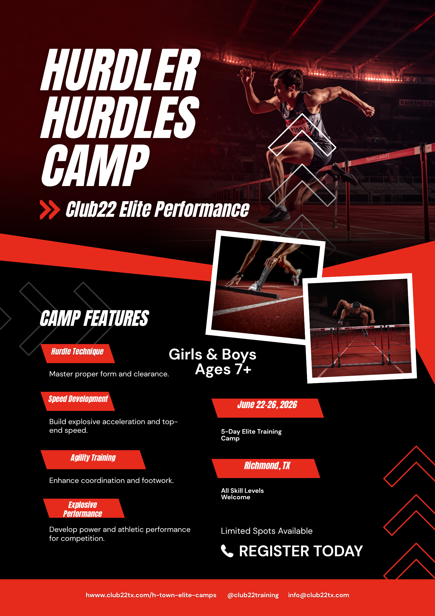 Club22 Facebook ad: Summer Hurdler Camp