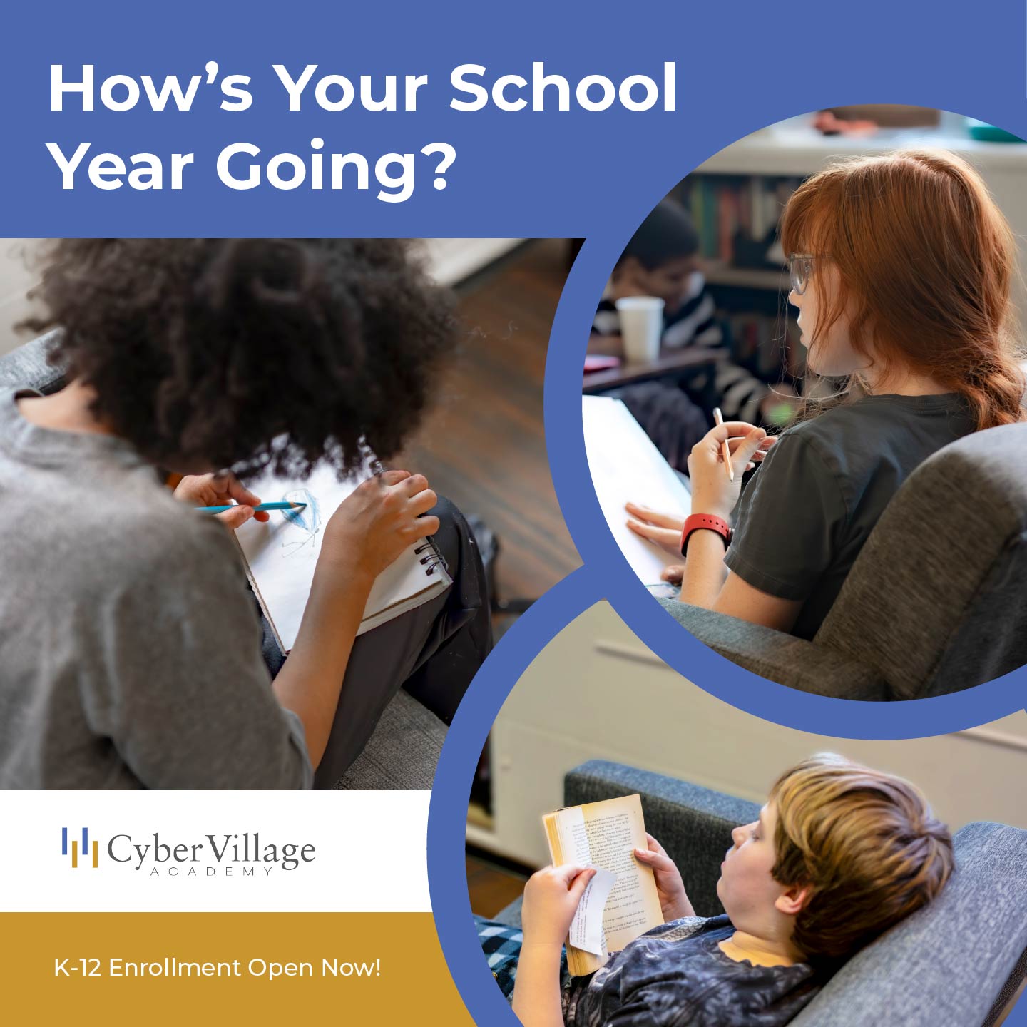 Cyber Village Academy Facebook ad: Online school doesn’t mean learning alone.