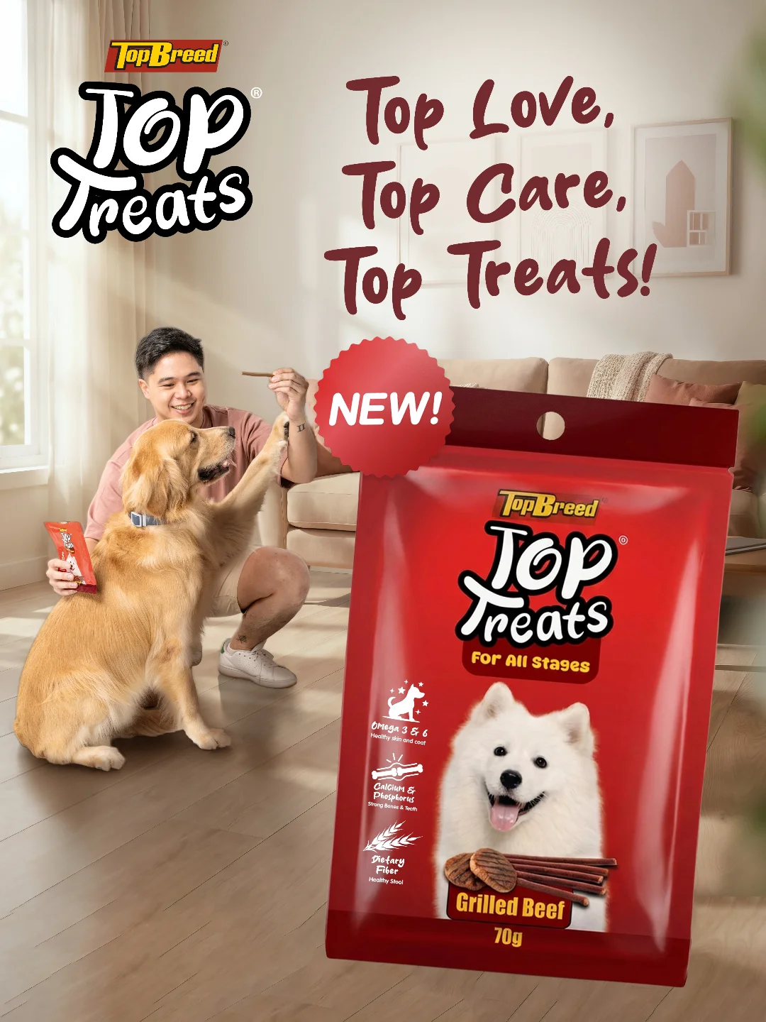 TopBreed Facebook ad: Reward your dog with TopBreed Top Treats-tasty snacks…