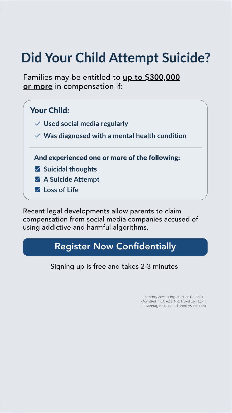 Parents Compensation Claims Facebook ad