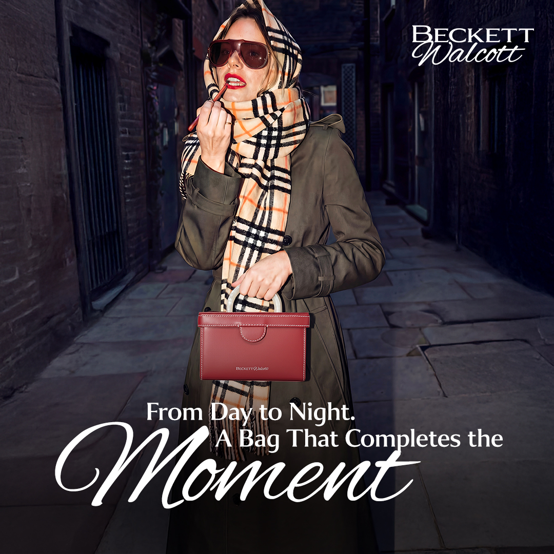 Beckett Walcott Facebook ad: Premium Italian leather handbags made in the UAE.