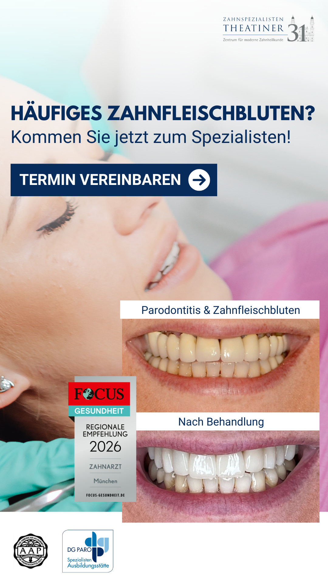 Zahnspezialisten Theatiner Facebook ad: Ihr Zahnarzt in München