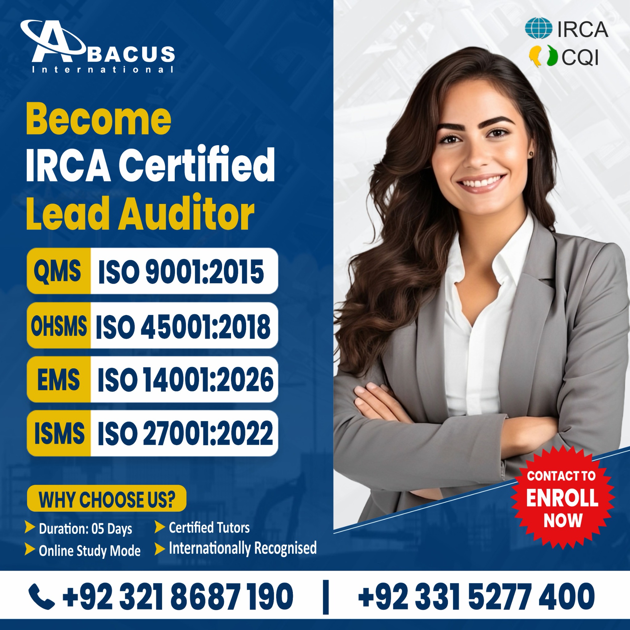 Abacus International Training and Consultancy Facebook ad: ISO Lead Auditor Courses