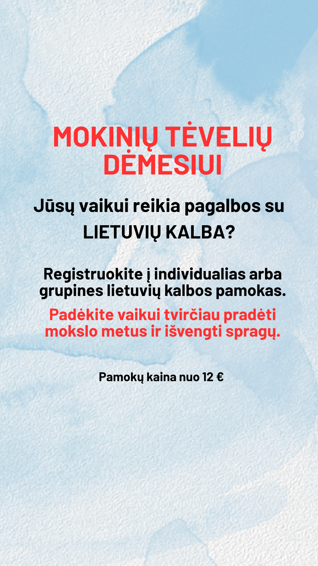 Manoklasė.online Facebook ad: Pagalba su lietuvių kalba