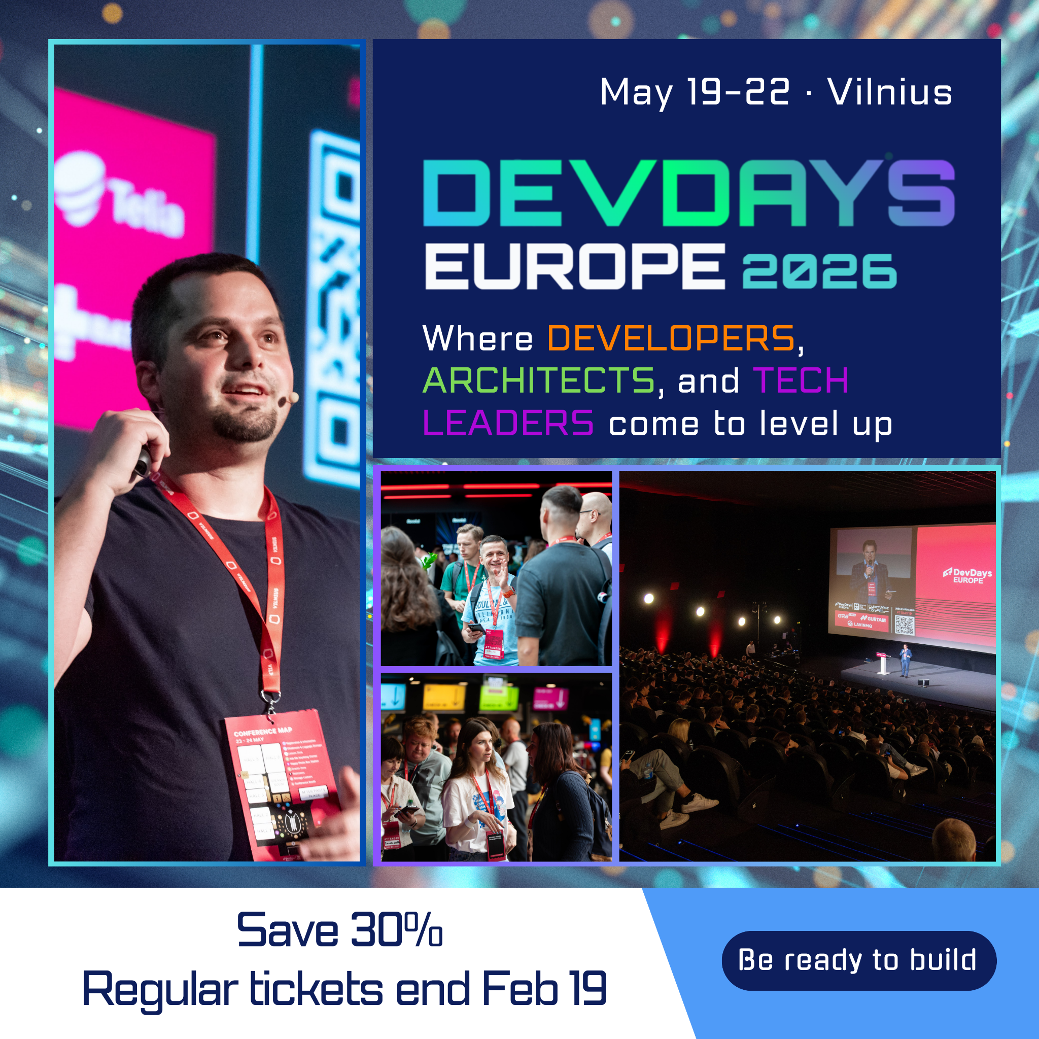 DevDays Facebook ad: Regular Tickets End Feb 19, Save 30%!