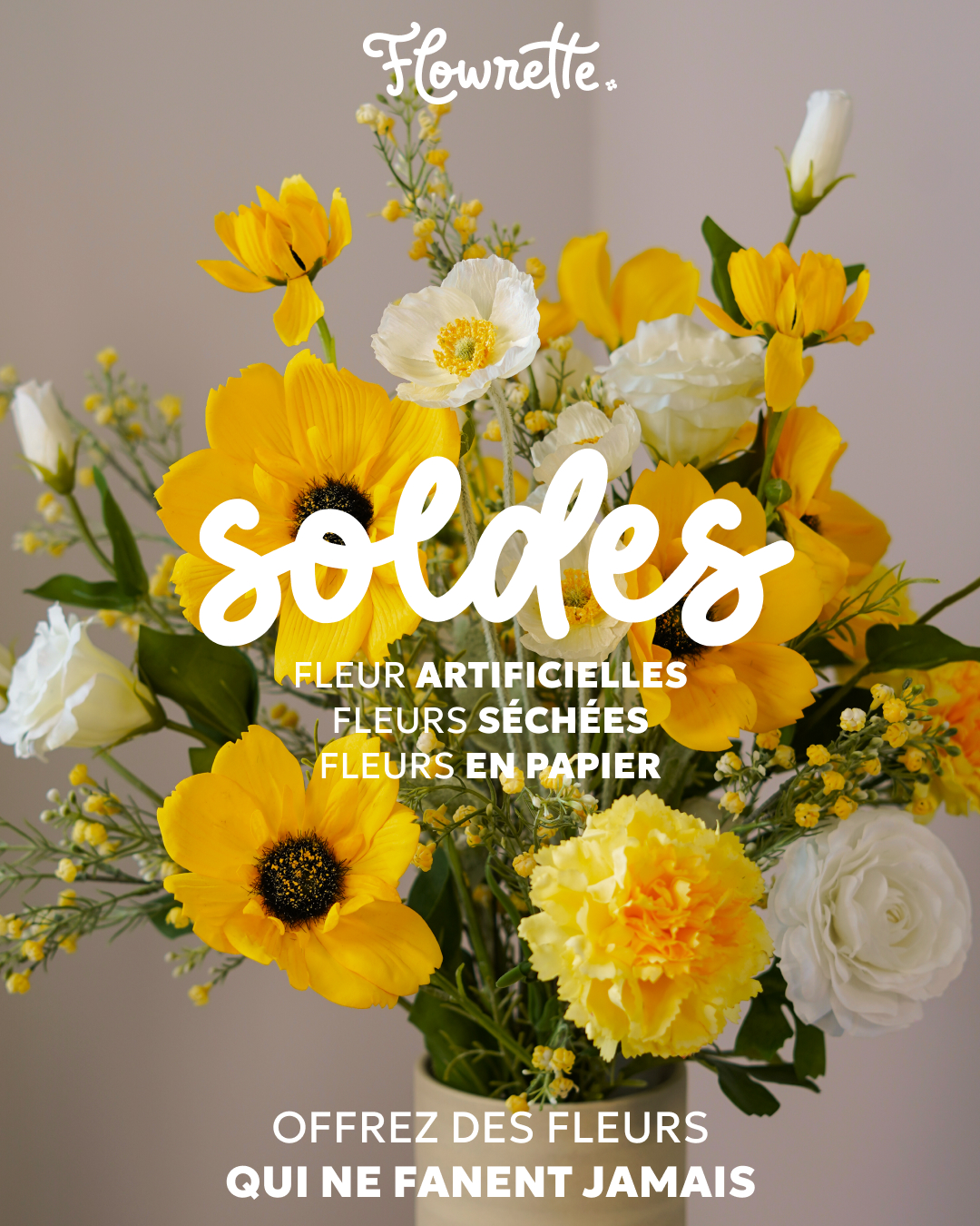 Flowrette.com Facebook ad: Composez votre bouquet sur-mesure à prix réduit!