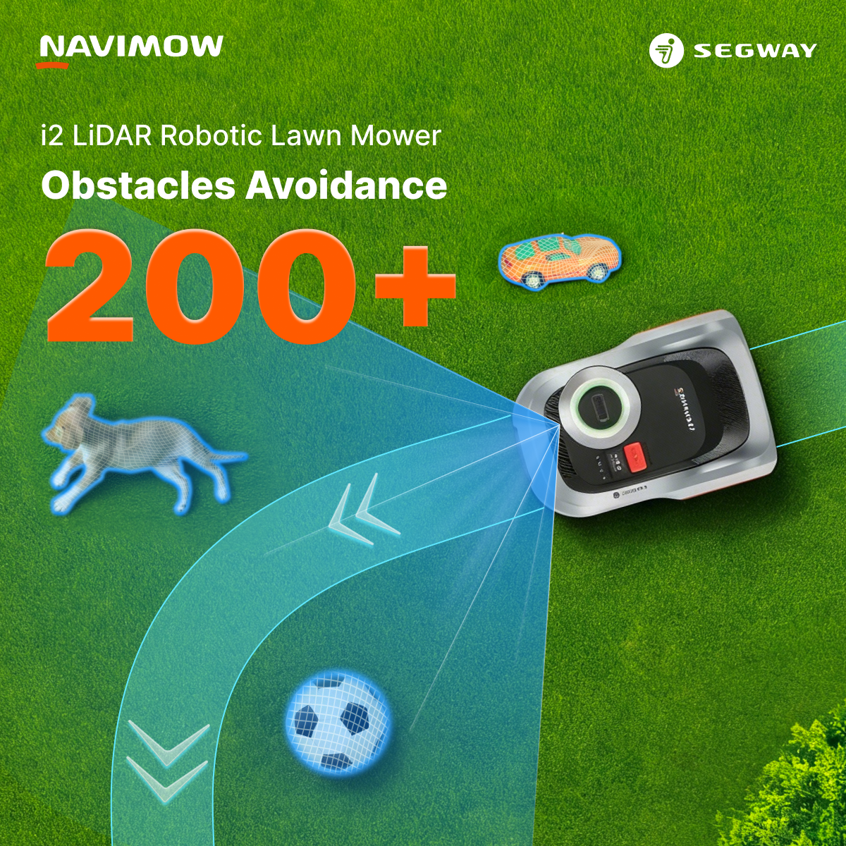 Segway Navimow Facebook ad: Navimow i2 LiDAR Robotic Lawn Mower, Drop and Mow. Tap and…