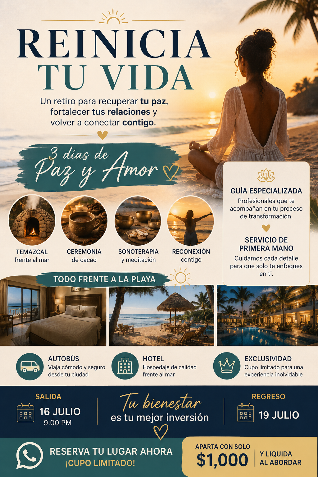 Map Traveller & Experiences Facebook ad: escucha tu corazon y reserva Ya