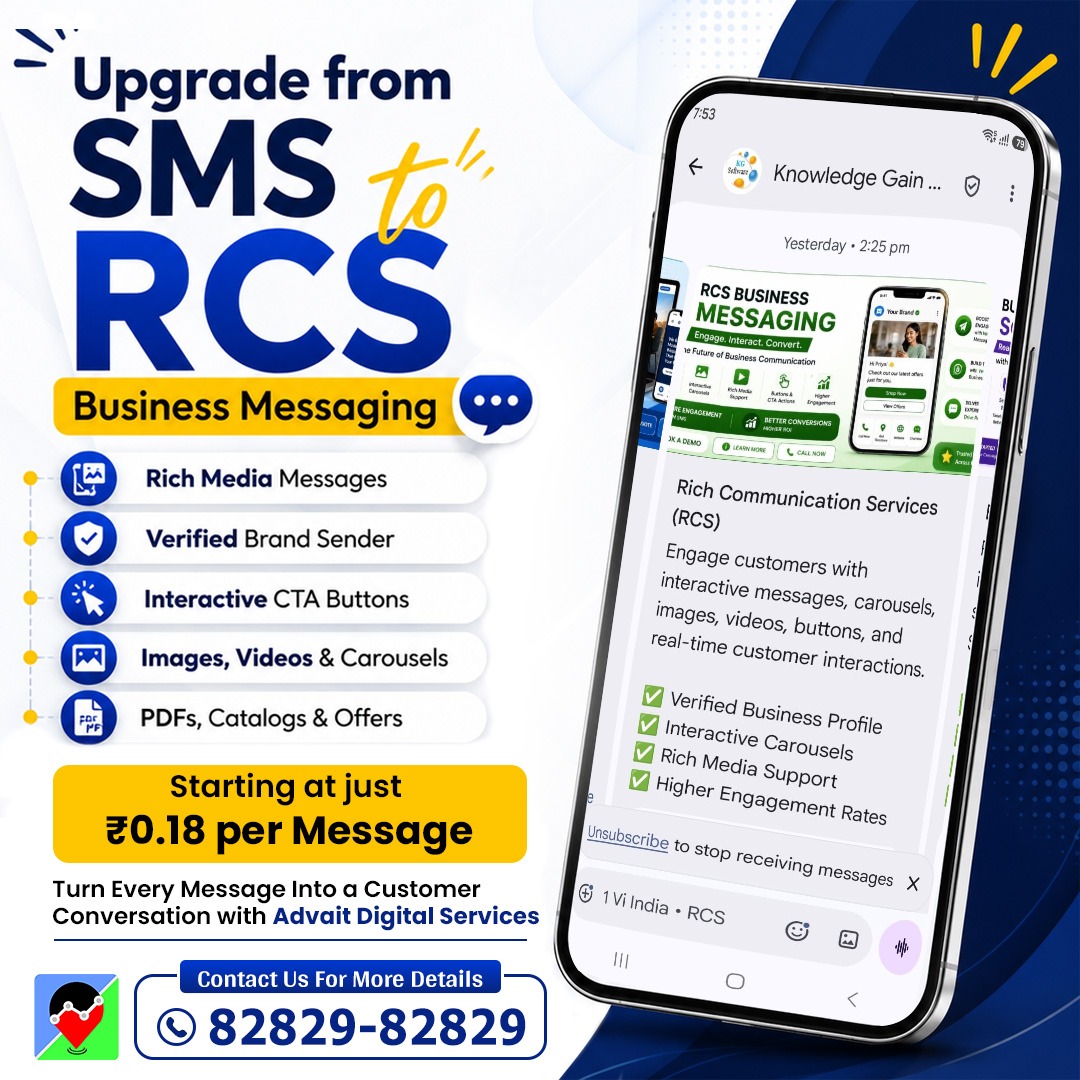 Advait Teleservices Facebook ad: RCS Messaging Service @ Just ₹0.18 /SMS