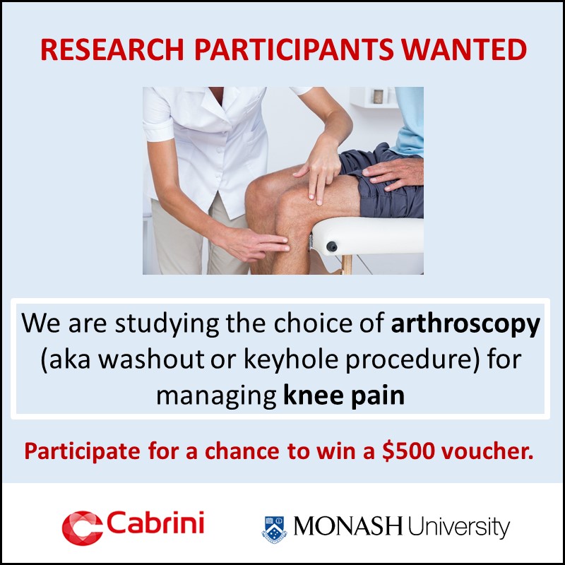 Monash University: Decide Study Facebook ad: Research on surgery for knee pain