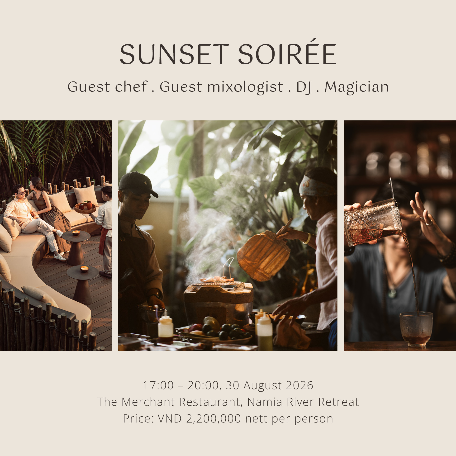 The Merchant River Cruise & Restaurant Facebook ad: SUNSET SOIRÉE